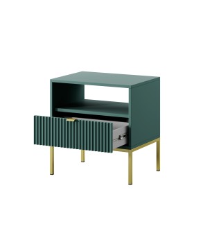 NAYA Stolik nocny S 54 zielony (LABRADOR) | złoty stelaż