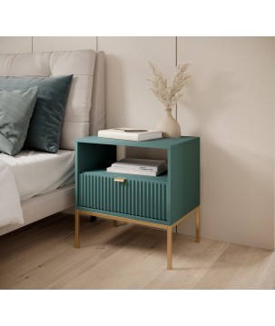 NAYA Stolik nocny S 54 zielony (LABRADOR) | złoty stelaż
