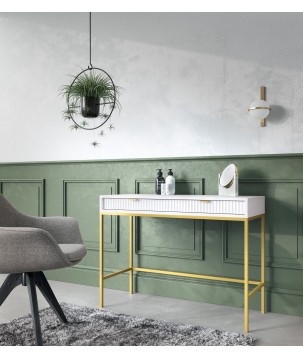 NAYA Toaletka T 104 biały | złoty stelaż