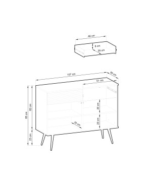 ORIANA Komoda KSZ 107 biała | nogi czarne