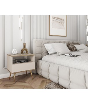 ORIANA Szafka nocna S 54 beżowa | nogi złote