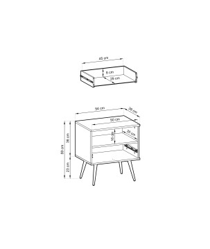 ORIANA Szafka nocna S 54 biała | nogi czarne