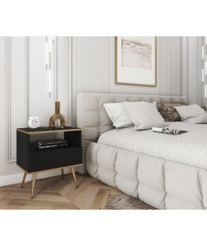 ORIANA Szafka nocna S 54 czarna | nogi złote