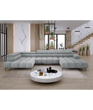 Narożnik PLAZA XL Lewostronny Elektryczna regulacja Tkanina CLOUD 81 WERSAL