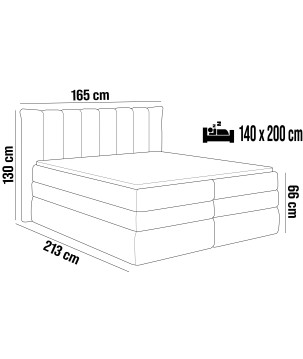 Łóżko Kontynentalne AMBER 140 Box spring 2 x pojemnik WERSAL