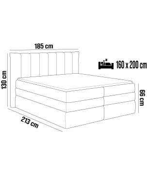 Łóżko Kontynentalne AMBER 160 Box spring 2 x pojemnik WERSAL