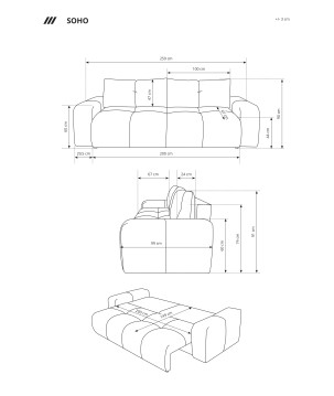 Sofa SOHO kanapa z funkcja spania i pojemnikiem