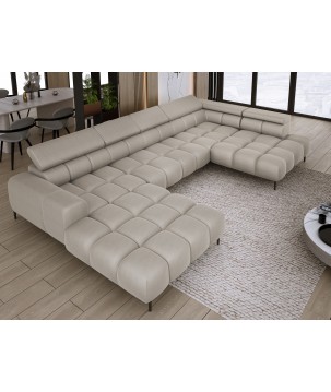 Narożnik PLAZA XL Prawostronny Elektryczna regulacja Tkanina SOLAR 16 WERSAL