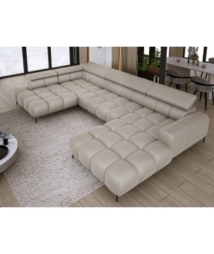 Narożnik PLAZA XL Lewostronny Elektryczna regulacja Tkanina SOLAR 16 WERSAL