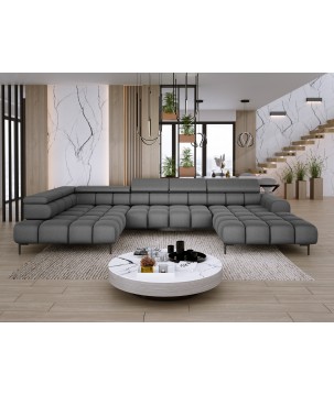 Narożnik PLAZA XL Lewostronny Elektryczna regulacja Tkanina SOLAR 96 WERSAL