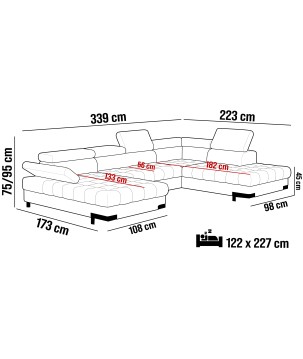 Narożnik SELVA XL Lewostronny z funkcją spania i pojemnikiem AUSTIN 15 WERSAL