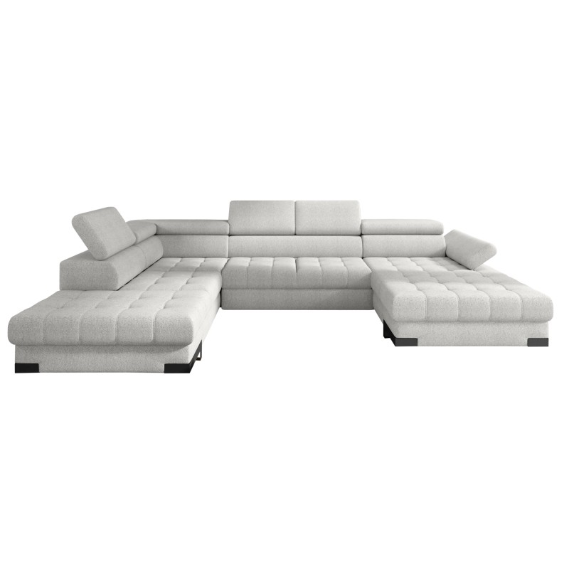 Narożnik SELVA XL Lewostronny z funkcją spania i pojemnikiem MEMPHIS 01 BRUDNA BIEL WERSAL