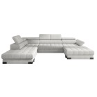 Narożnik SELVA XL Lewostronny z funkcją spania i pojemnikiem MEMPHIS 01 BRUDNA BIEL WERSAL