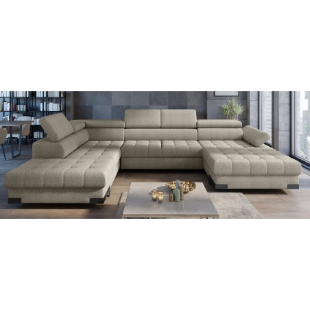 Narożnik SELVA XL Lewostronny z funkcją spania i pojemnikiem MEMPHIS 05 TRUFLOWY WERSAL