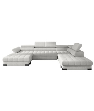 Narożnik SELVA XL Lewostronny z funkcją spania i pojemnikiem MEMPHIS 01 BRUDNA BIEL WERSAL