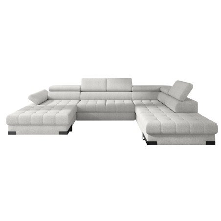 Narożnik SELVA XL Lewostronny z funkcją spania i pojemnikiem MEMPHIS 01 BRUDNA BIEL WERSAL