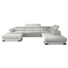 Narożnik SELVA XL Lewostronny z funkcją spania i pojemnikiem MEMPHIS 01 BRUDNA BIEL WERSAL