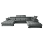 Narożnik SELVA XL Lewostronny z funkcją spania i pojemnikiem MEMPHIS 06 SZARY WERSAL