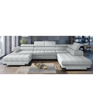 Narożnik SELVA XL Lewostronny z funkcją spania i pojemnikiem MEMPHIS 16 SREBRNY WERSAL