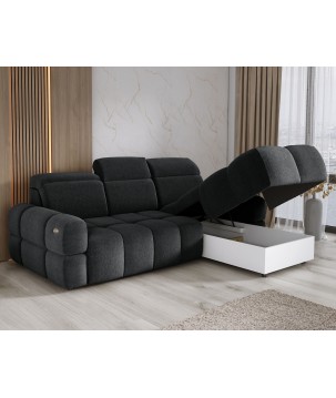 Narożnik MATEO S Wolnostojący Prawostronny Tkanina Memphis 20 kolor Antracytowy WERSAL