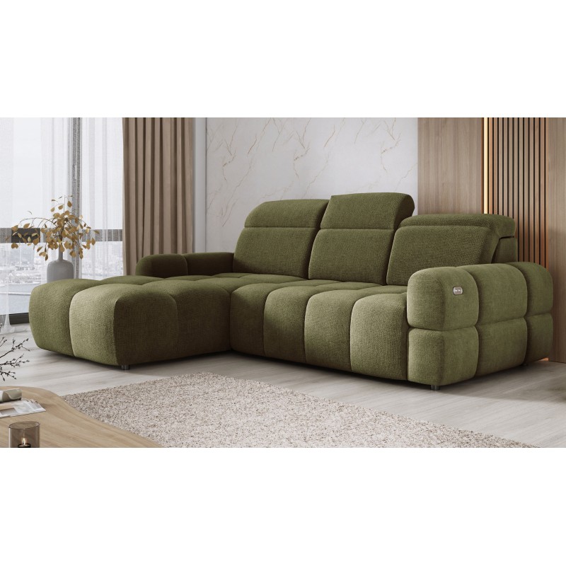 Narożnik MATEO S Wolnostojący Lewostronny Tkanina Memphis 11 kolor Oliwkowa zieleń WERSAL