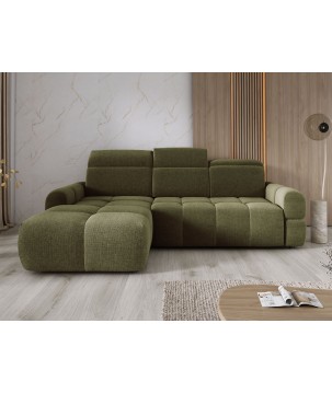 Narożnik MATEO S Wolnostojący Lewostronny Tkanina Memphis 11 kolor Oliwkowa zieleń WERSAL