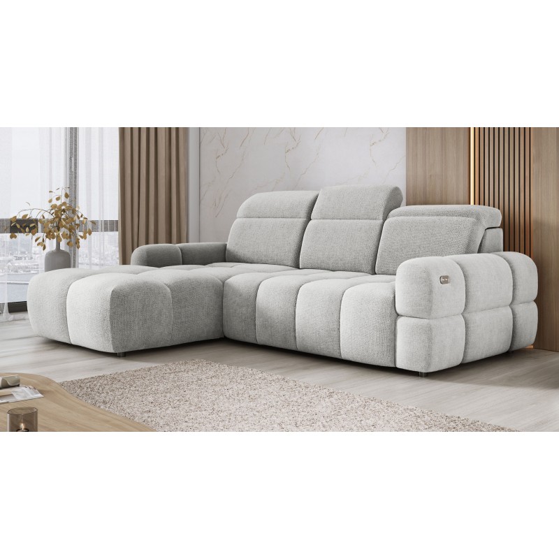 Narożnik MATEO S Wolnostojący Lewostronny Tkanina Memphis 16 kolor Złamana biel WERSAL