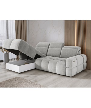 Narożnik MATEO S Wolnostojący Lewostronny Tkanina Memphis 16 kolor Złamana biel WERSAL