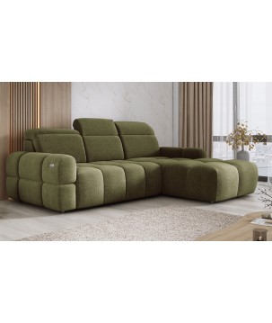 Narożnik MATEO S Wolnostojący Prawostronny Tkanina Memphis 11 kolor Oliwkowa zieleń WERSAL