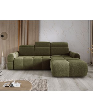 Narożnik MATEO S Wolnostojący Prawostronny Tkanina Memphis 11 kolor Oliwkowa zieleń WERSAL