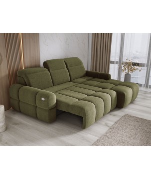 Narożnik MATEO S Wolnostojący Prawostronny Tkanina Memphis 11 kolor Oliwkowa zieleń WERSAL