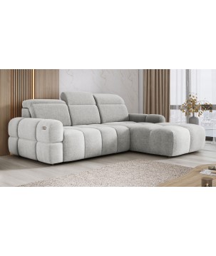 Narożnik MATEO S Wolnostojący Prawostronny Tkanina Memphis 16 kolor Złamana biel WERSAL