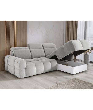 Narożnik MATEO S Wolnostojący Prawostronny Tkanina Memphis 16 kolor Złamana biel WERSAL