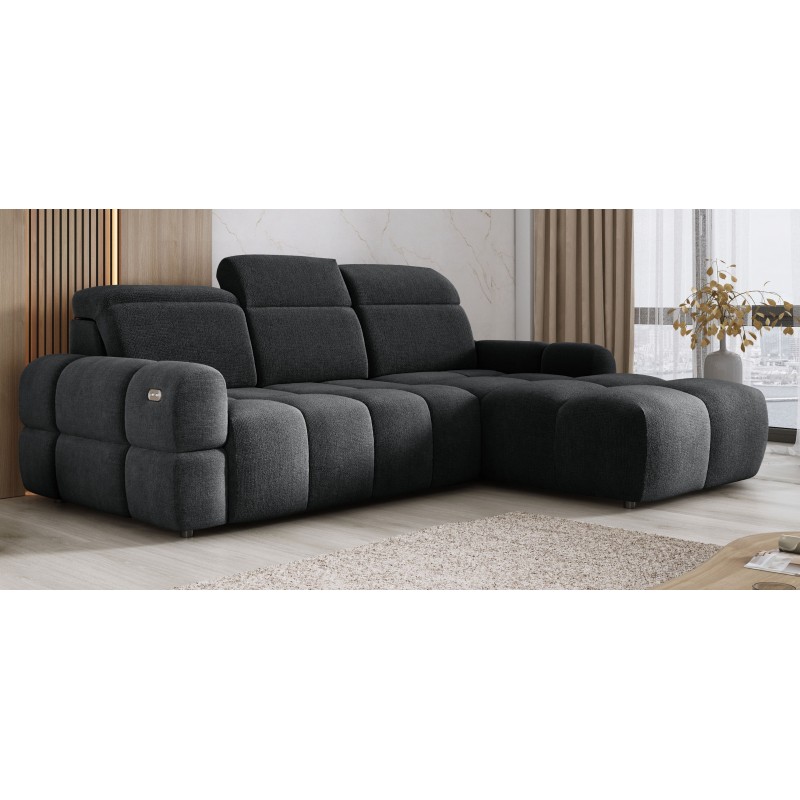 Narożnik MATEO S Wolnostojący Prawostronny Tkanina Memphis 20 kolor Antracytowy WERSAL