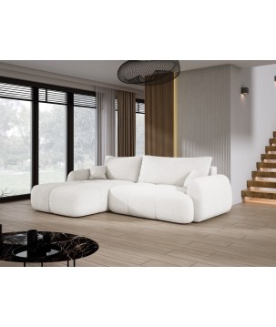 Narożnik COCO z funkcją spania, poduszkami i pojemnikiem NowOrNever 01 Biały