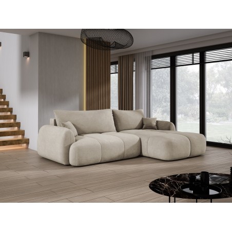 Narożnik COCO z funkcją spania, poduszkami i pojemnikiem Cloud 03 Beżowy