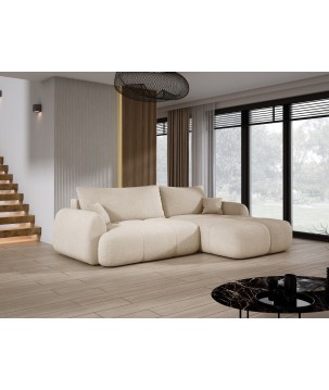 Narożnik COCO z funkcją spania, poduszkami i pojemnikiem NowOrNever 06 Kremowy