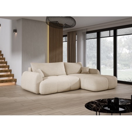 Narożnik COCO z funkcją spania, poduszkami i pojemnikiem NowOrNever 06 Kremowy