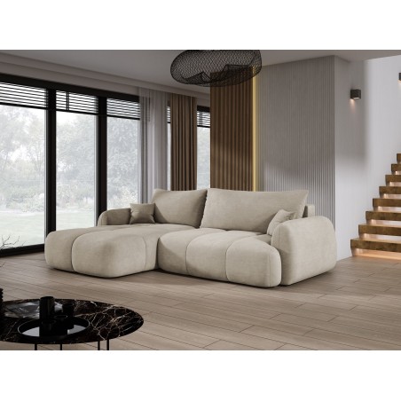 Narożnik COCO z funkcją spania, poduszkami i pojemnikiem Cloud 03 Beżowy