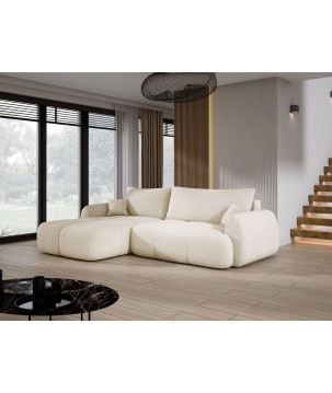 Narożnik COCO z funkcją spania, poduszkami i pojemnikiem NowOrNever 02 Beżowy