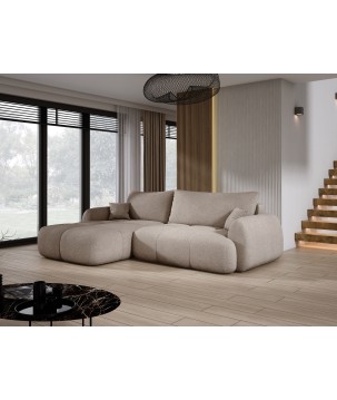 Narożnik COCO z funkcją spania, poduszkami i pojemnikiem NowOrNever 16 Cappucino