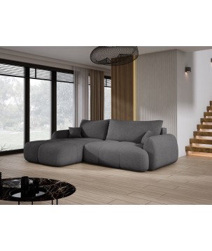 Narożnik COCO z funkcją spania, poduszkami i pojemnikiem NowOrNever 92 Szary