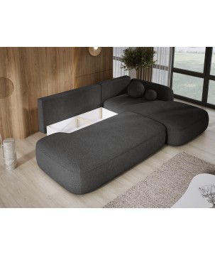 Narożnik BABU z funkcją spania układ L Prawy Tkanina NOWORNEVER 100