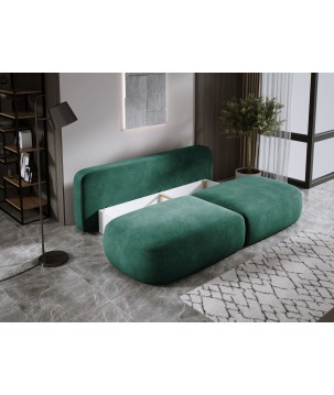 Sofa BABU Kanapa z funkcja spania i pojemnikiem w tkaninie CLOUD 39 kolor ZIELONY