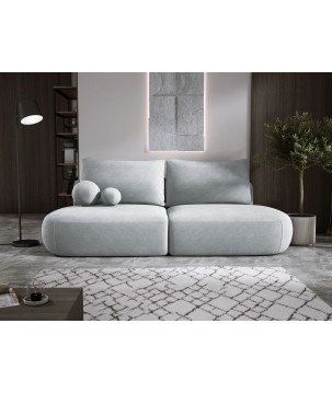 Sofa BABU Kanapa z funkcja spania i pojemnikiem w tkaninie CLOUD 81 kolor SREBRNY