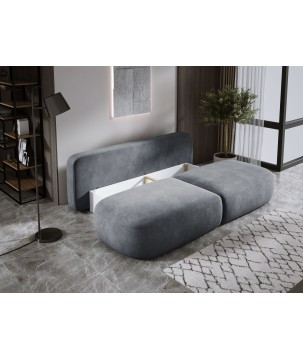 Sofa BABU Kanapa z funkcja spania i pojemnikiem w tkaninie CLOUD 91 kolor SZARY