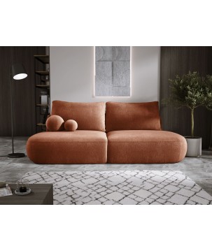 Sofa BABU Kanapa z funkcja spania i pojemnikiem w tkaninie APHRODITE 09 kolor MIEDZIANY