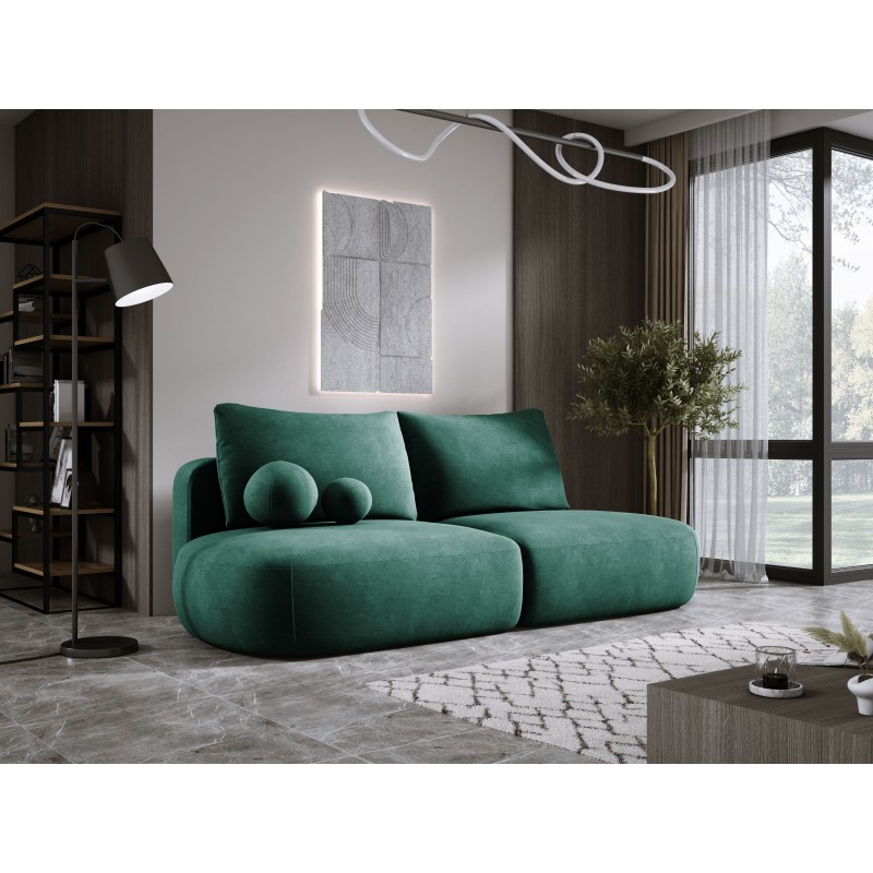 Sofa BABU Kanapa z funkcja spania i pojemnikiem w tkaninie CLOUD 39 kolor ZIELONY