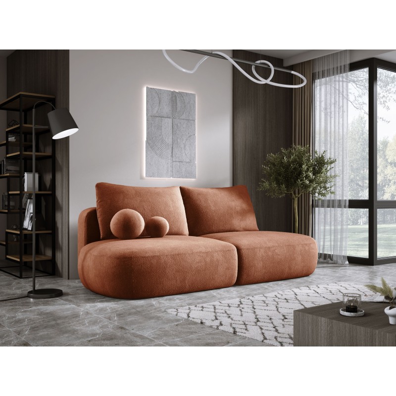 Sofa BABU Kanapa z funkcja spania i pojemnikiem w tkaninie APHRODITE 09 kolor MIEDZIANY