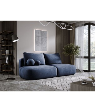 Sofa BLOOM Kanapa z funkcja spania i pojemnikiem w tkaninie CLOUD 79 kolor NIEBIESKI